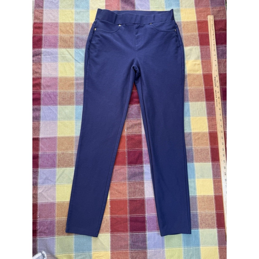Michael Kors Navy Pull On Pants Womens M Stretch Slim Work Career